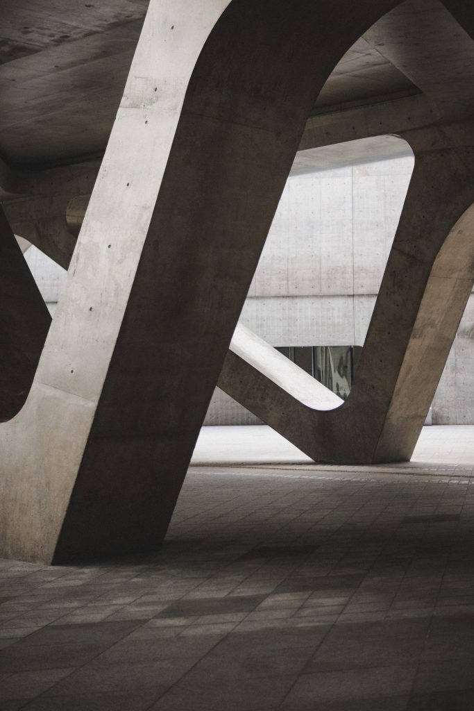 Concrete pillars supporting and elevating